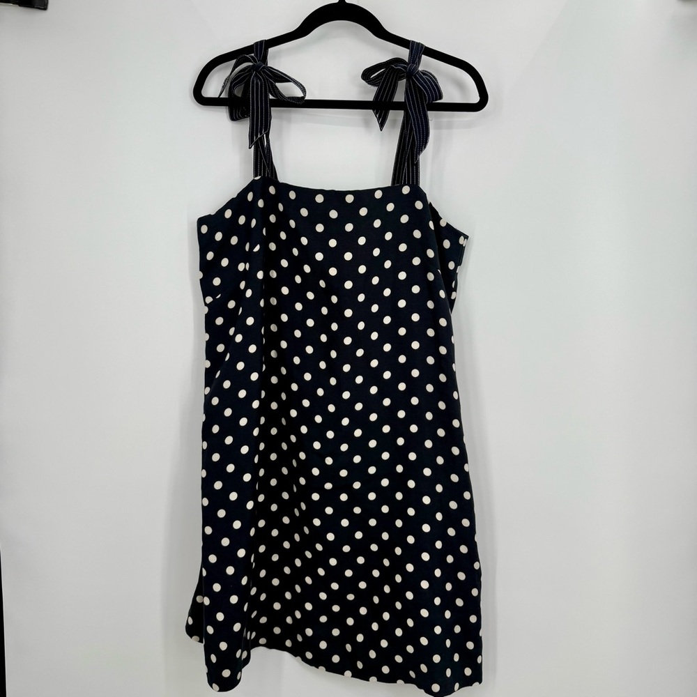 J. Crew Navy Blue Polka Dot Mini Dress with White Dots